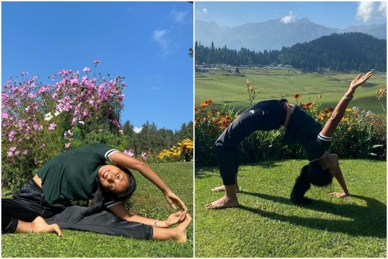 Ankita Konwar Performs Eloquent Yoga and Stretches in a Beautiful Backdrop of Kashmir